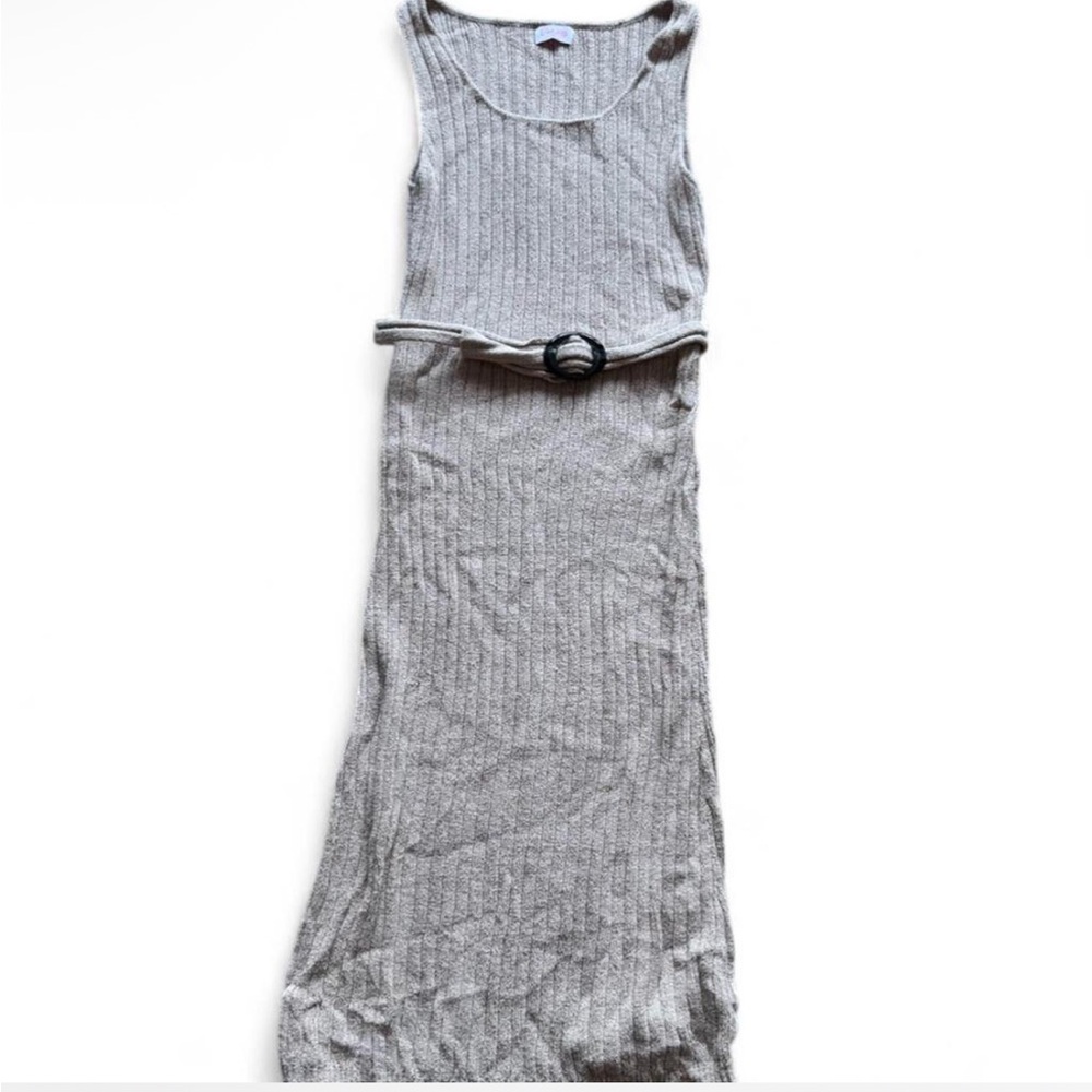 Pink Lily Gray Maxi Dress with Belt
